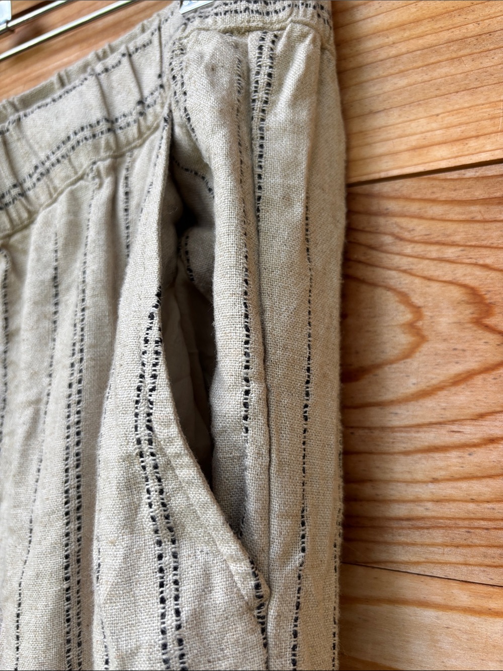 Faherty Riviera Linen Blend Stripe Wide Leg Pants Beige Medium - Picture 7 of 12